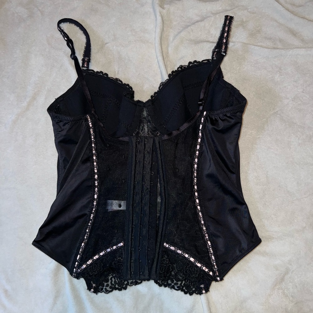 Jezebel Black & Baby Pink Mesh Corset - Picture 2 of 6